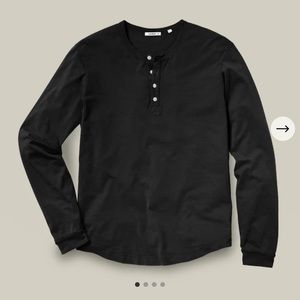 Buck Mason Pima Curved Hem Henley - Medium